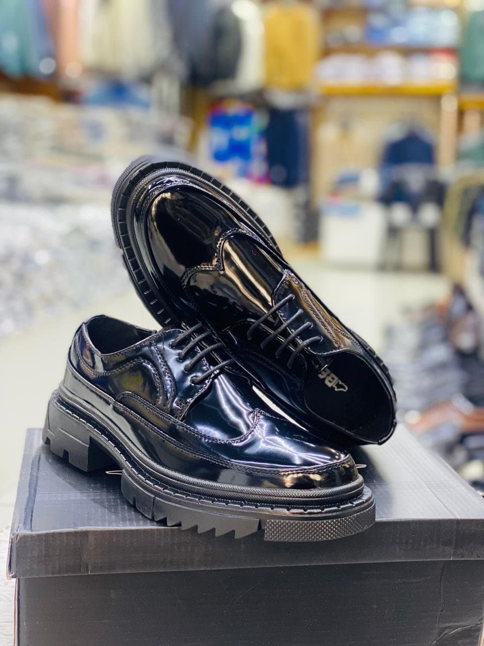 Stylish Black Dress Shoes — Glossy Finish, Size 7-12