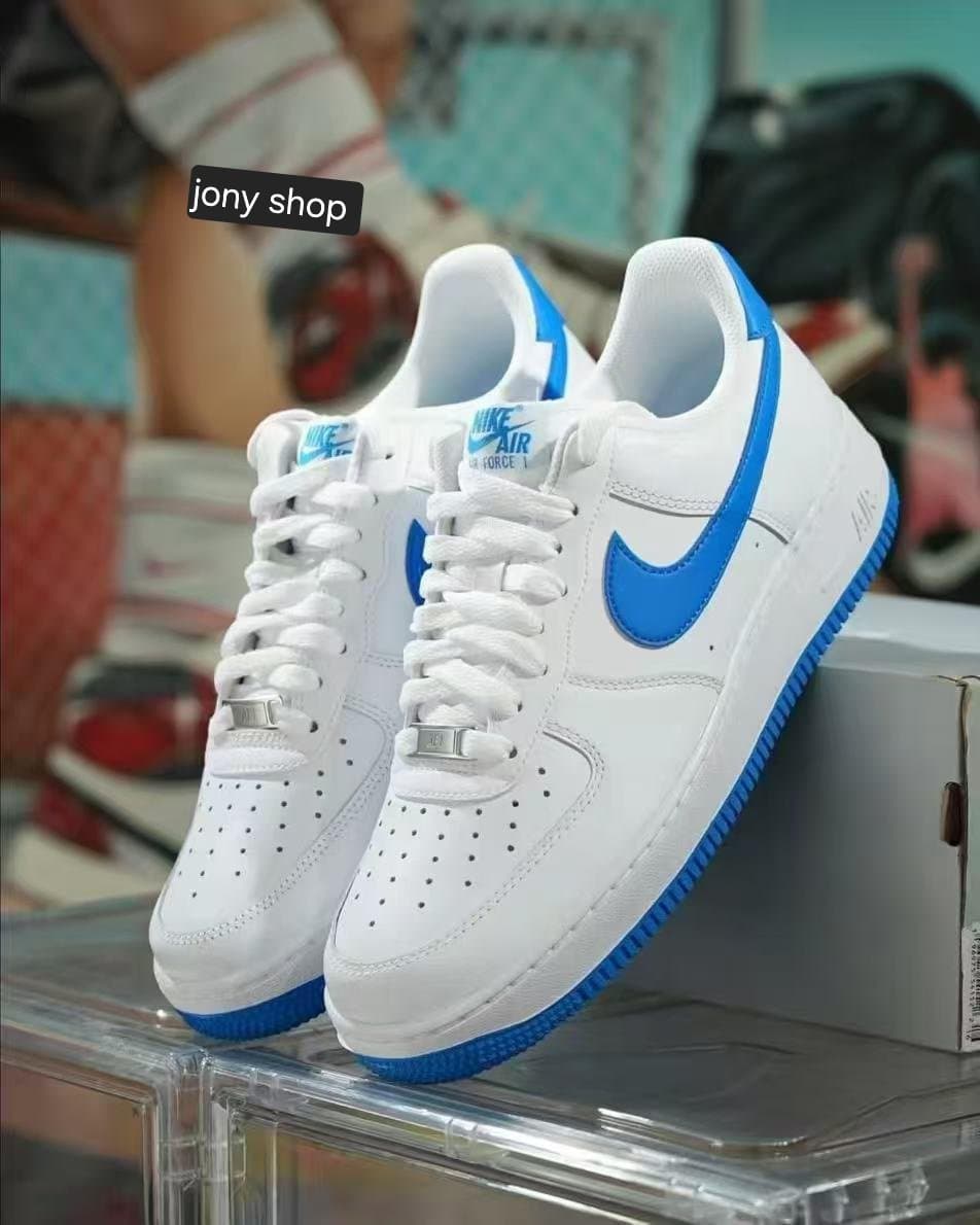 Nike Air Force 1 Sneakers — White/Blue, Unisex, Size 6-12