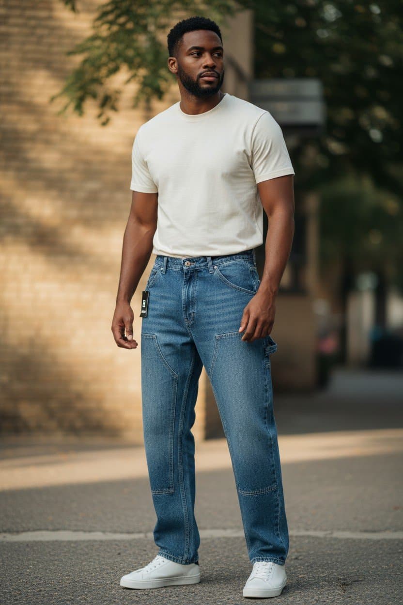 Classic Straight Leg Jeans — Denim, Blue, 30-40