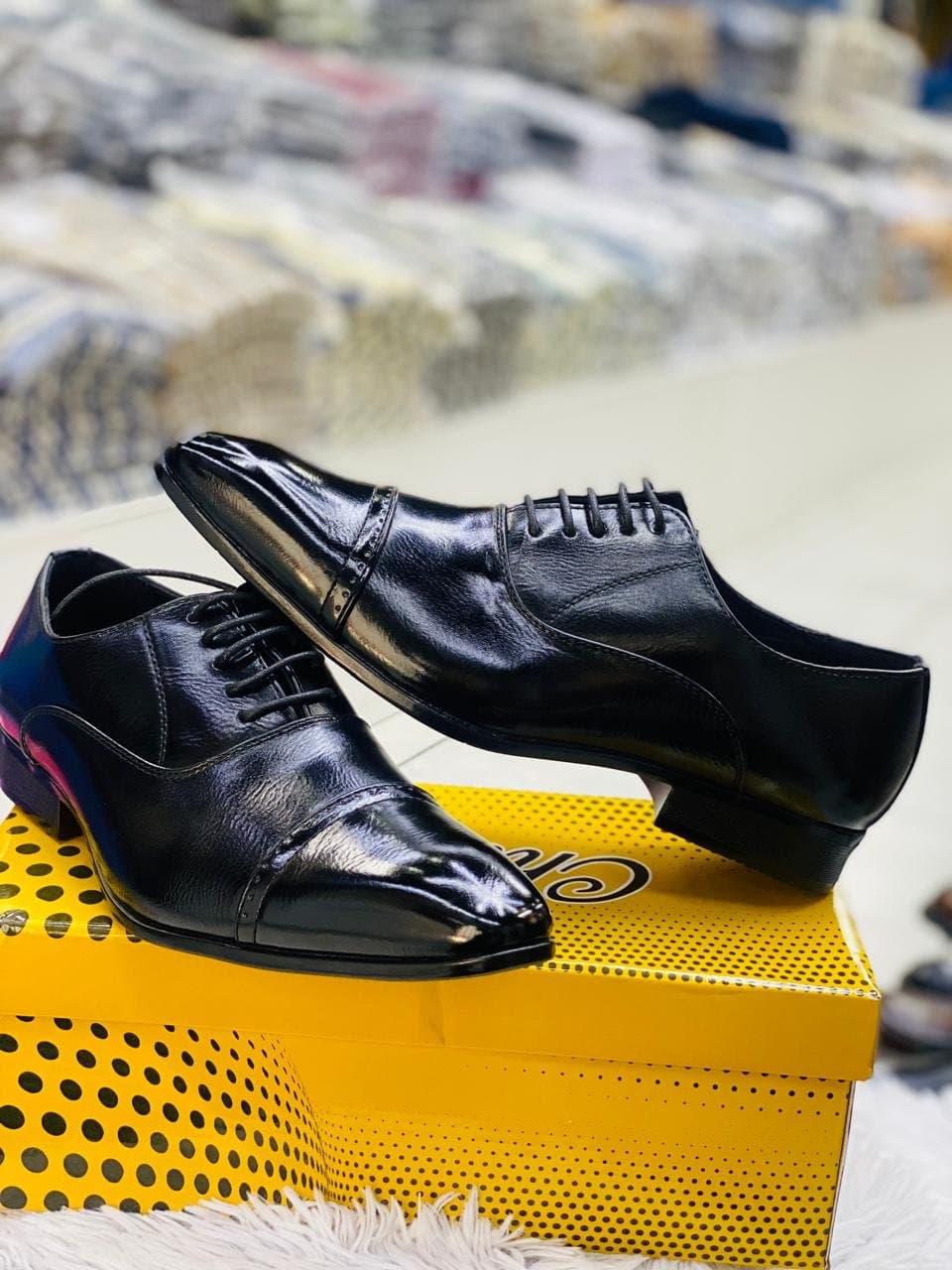 Elegant Leather Dress Shoes — Black, Size 7-12