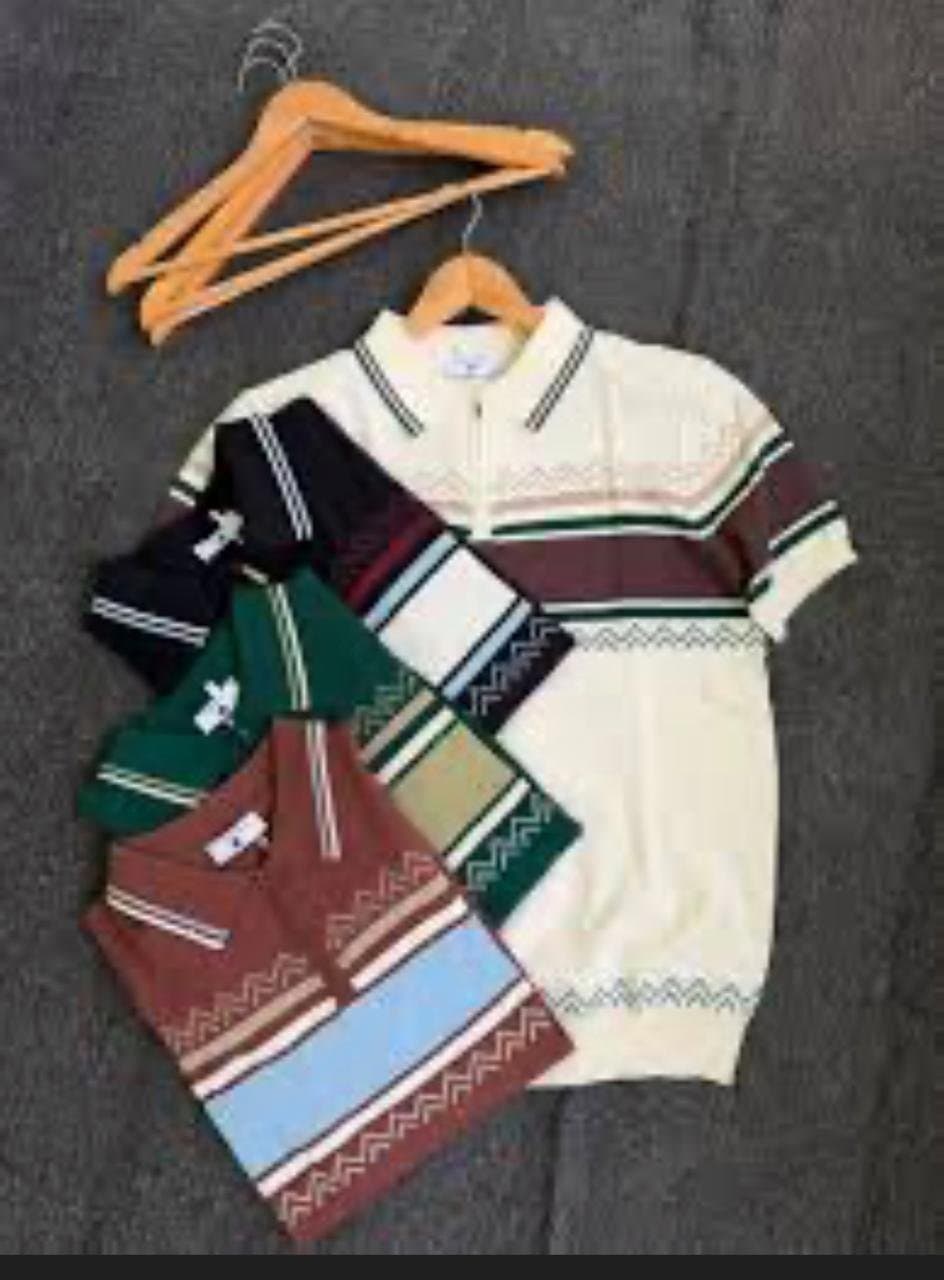 Stylish Polo Shirt with Zigzag Design — Cotton Blend, S-XXL